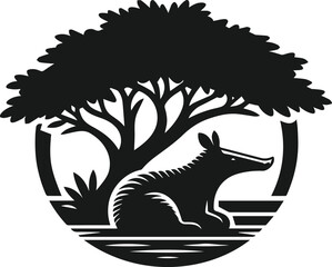 Aardvark silhouette animal vector