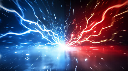 " 相対的な赤と青の雷のバックグラウンド ".
