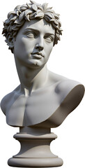 Obraz premium Bust statue with wreath, transparent background.