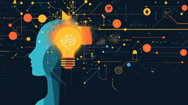 An infographic-style illustration of an intellectual property ,protected ideas, Generative AI illustration