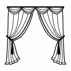 Black and White Elegant Curtains for Every Room Modern & Stylish Window Treatments Line Art - Vector	