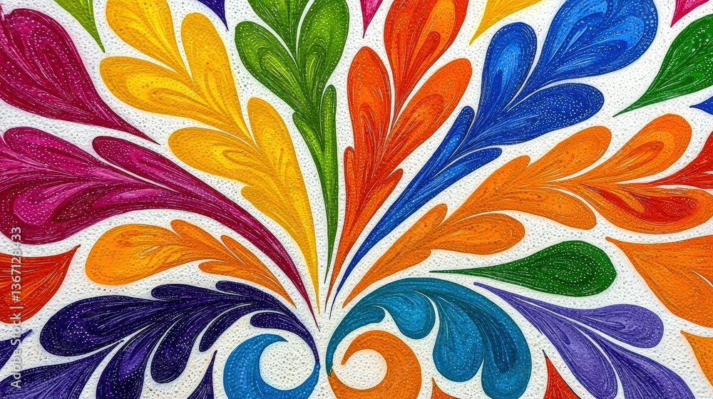 Poster artistic representation of a colorful flower created using vibrant paint strokes on canvas