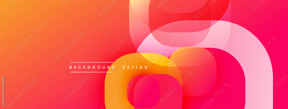 Aufkleber Circular abstract design with overlapping translucent circles and round shapes, blending gradients and smooth curves, creating depth, contrast, and a dynamic visual effect
