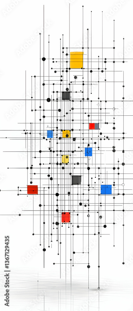 Poster abstract geometric artwork with bold lines and color blocks
