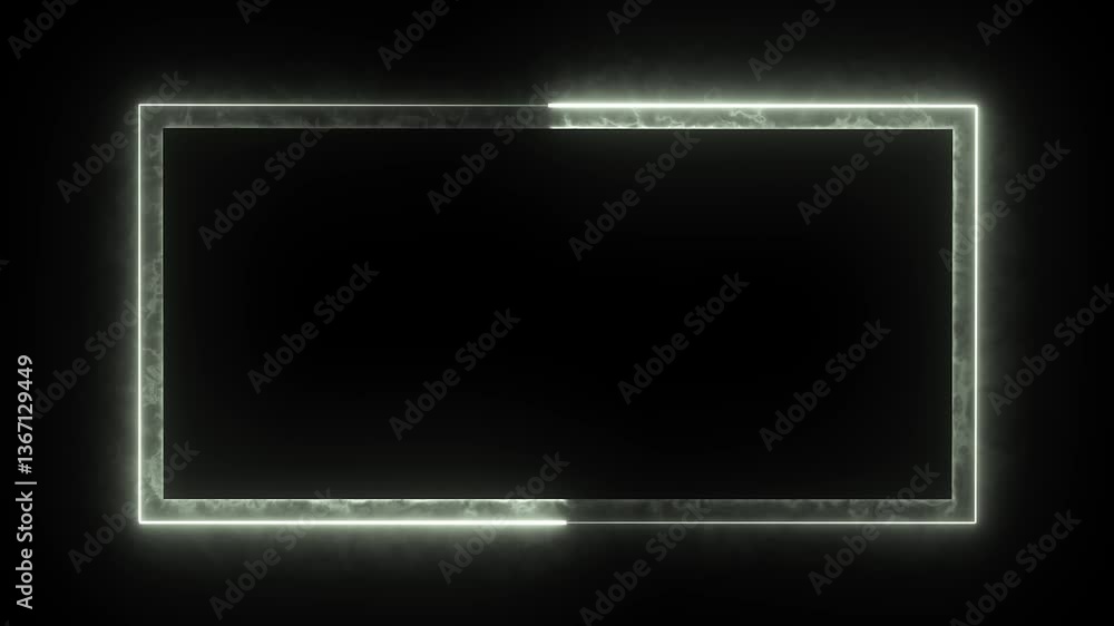 Poster white effect neon glowing frame background. repetitive motion animation and flashing. bright neon li
