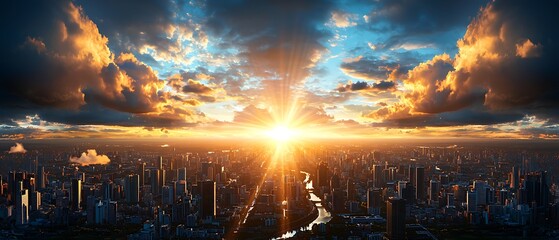 City Sunrise Panorama