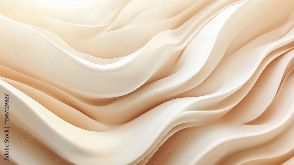 Aufkleber smooth flowing beige and white abstract waves smooth, peach colored surface with a subtle gradient. 