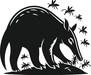 Aardvark silhouette animal vector