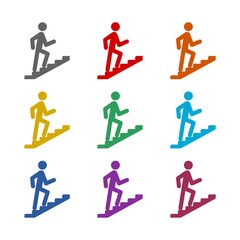 Man on Stairs icon isolated on white background. Set icons colorful