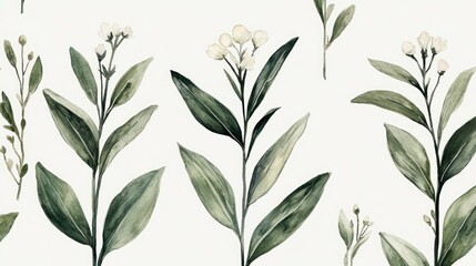 Fototapeta premium Delicate floral pattern with greenery