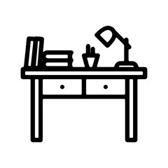 Minimalist Office Desk Icon - Vector Illustration

