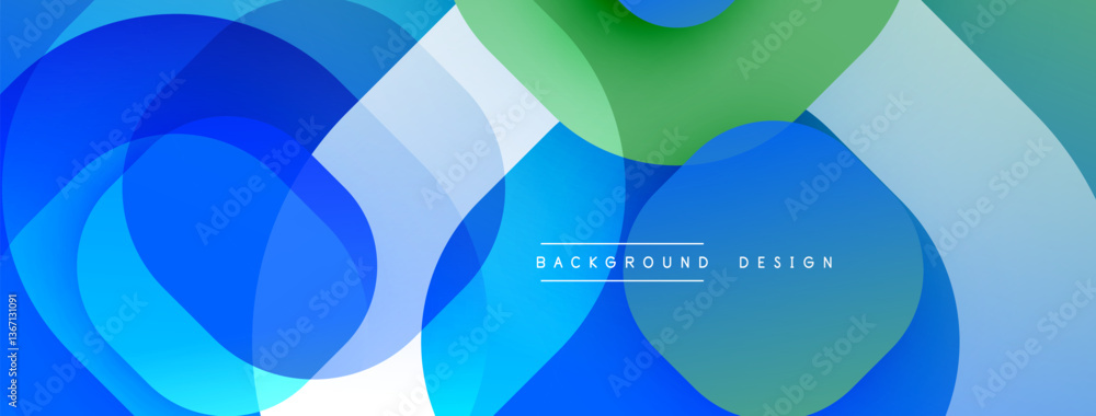 Leinwandbilder Circular abstract design with overlapping translucent circles and round shapes, blending gradients and smooth curves, creating depth, contrast, and a dynamic visual effect