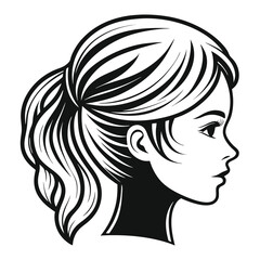 Female Head Silhouette with Beautiful Hairstyle