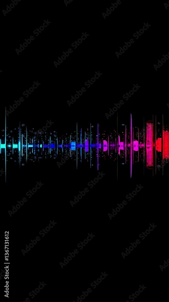 Canvas Prints abstract video concept with vertical neon lines in warm colors on a black background, viewed from a 