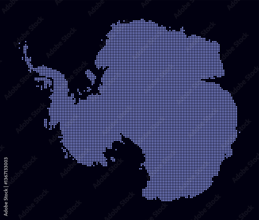 Aufkleber antarctica dotted map. digital style map of the country on dark background. antarctica shape with sq