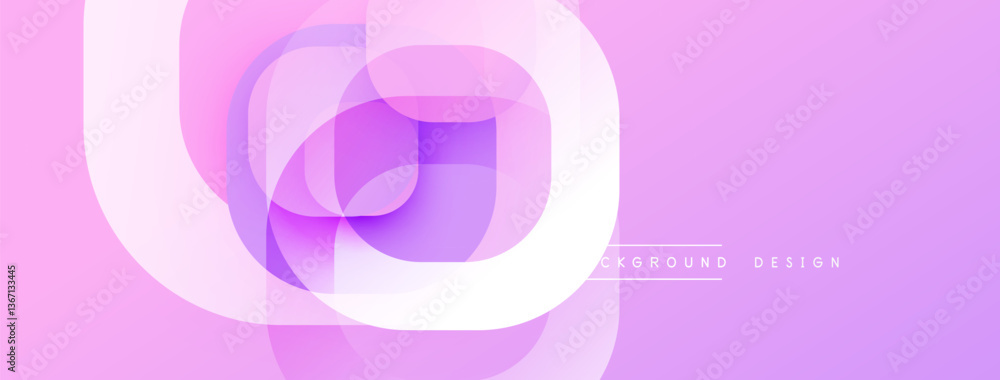 Fototapete Circular abstract design with overlapping translucent circles and round shapes, blending gradients and smooth curves, creating depth, contrast, and a dynamic visual effect
