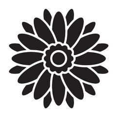 Black and White Floral Silhouette Icon - Decorative Flower Design