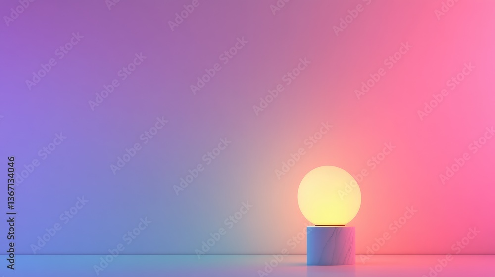 Poster a glowing lamp illuminates a soft pastel gradient background, symbolizing the spark of creativity an
