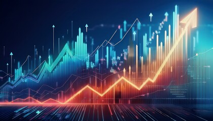 Fototapeta premium Increasing in stock prices. Stock market data. candlestick chart.