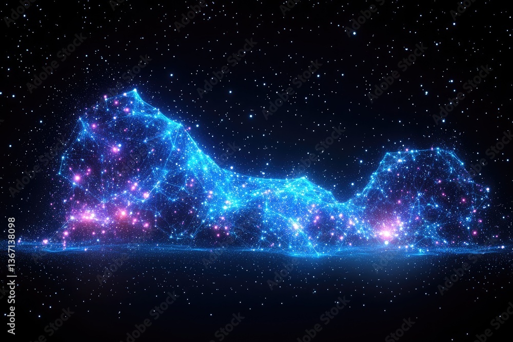 Poster a glowing abstract representation of a network in space