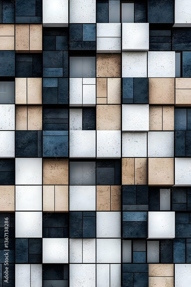 Poster abstract geometric cube pattern building facade