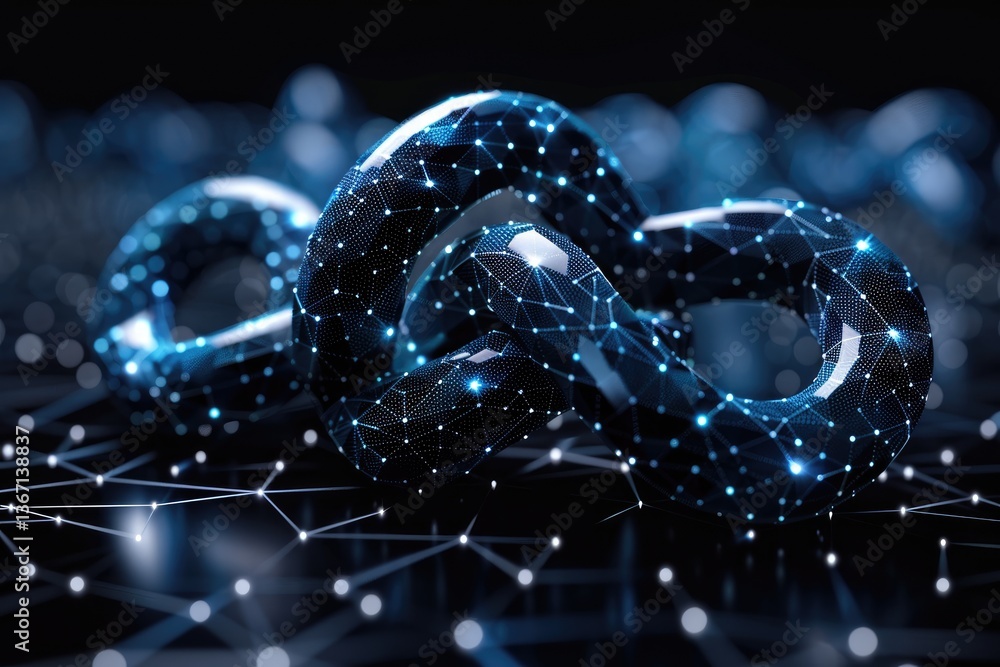 Aufkleber a glowing digital chain displaying interconnected network technology