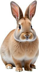 Fototapeta premium Cute Brown Bunny Rabbit, Big Ears, Transparent Background
