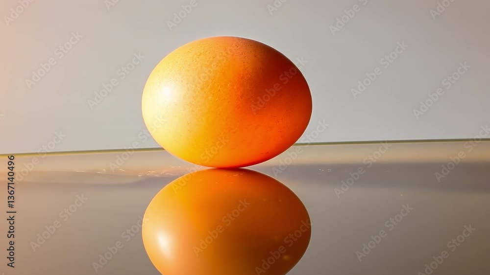 Poster mystical sphere and reflection: an orb sits poised on a glossy surface, casting a perfectly mirrored