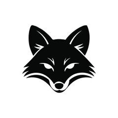 Fox face silhouette with sharp details, ideal for logos, branding, tattoos, and modern graphic designs isolated on white background