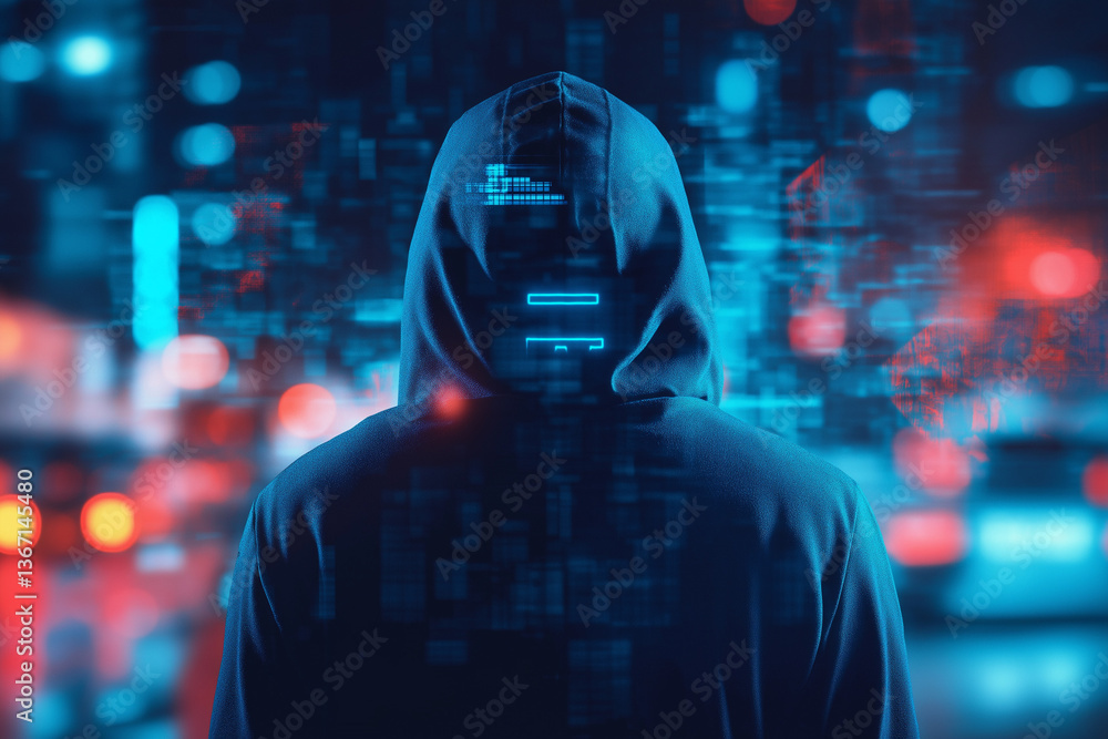 Poster hacker infiltrates the internet of things cybersecurity concept