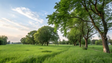 Obraz premium Green Grass Field and Green Trees during Day Time