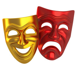 comedy and tragedy masks isolated on transparent background