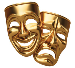 comedy and tragedy masks isolated on transparent background