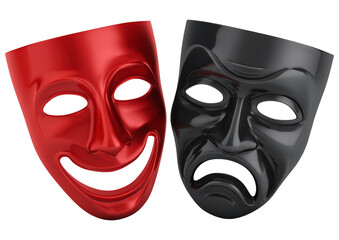 comedy and tragedy masks isolated on transparent background