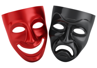 comedy and tragedy masks isolated on transparent background