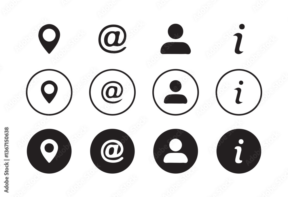 Poster web icon set. website set icon vector. for computer and mobile.business card contact information ico