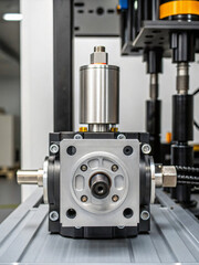 Precision Engineering Close-Up of Hydraulic Pump Component in Industrial Setting