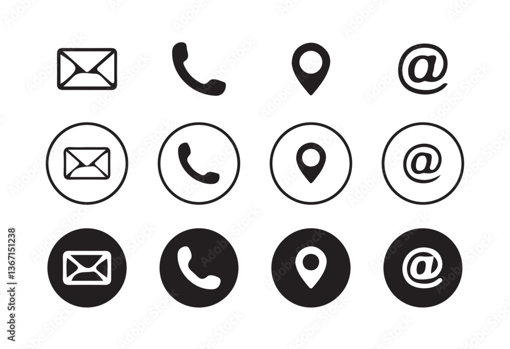 Poster web icon set. website set icon vector. for computer and mobile.business card contact information ico