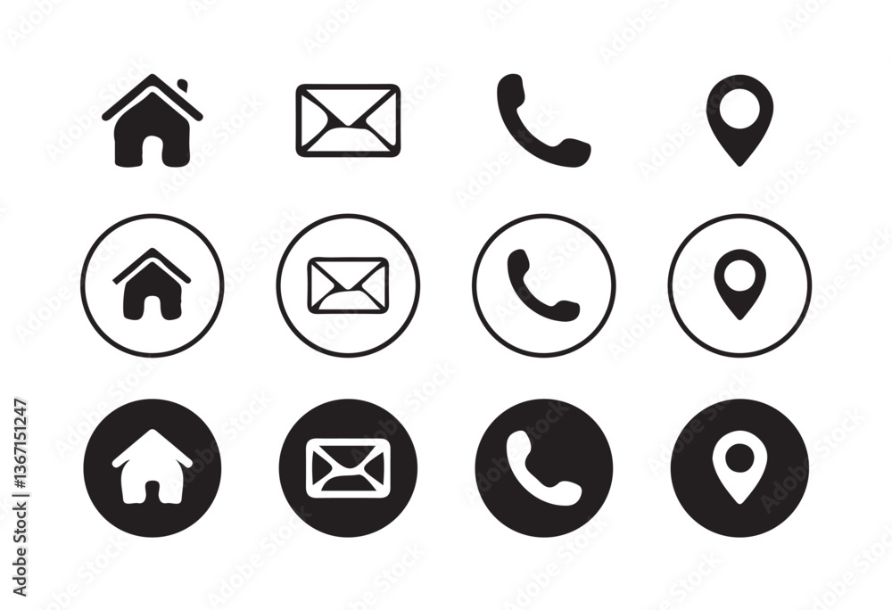 Poster web icon set. website set icon vector. for computer and mobile.business card contact information ico