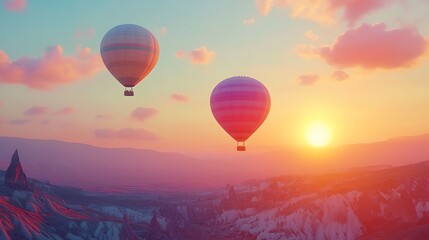 Fototapeta premium hot air balloon in sunset