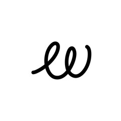 Doodle spiral spring. Hand drawn spring, black wire flexible coil icon. Decorative metal spiral, garland element, neoteric flat coil vector