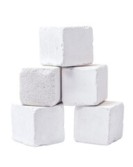 Transparent background, isolated png. Stack of White Stone Cubes on Transparent Background