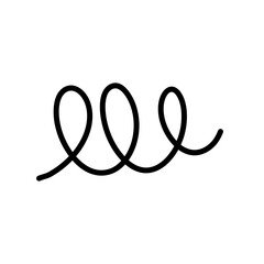 Doodle spiral spring. Hand drawn spring, black wire flexible coil icon. Decorative metal spiral, garland element, neoteric flat coil vector