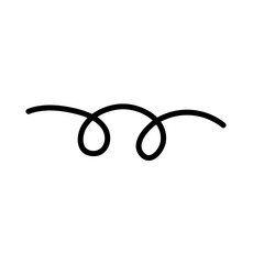 Doodle spiral spring. Hand drawn spring, black wire flexible coil icon. Decorative metal spiral, garland element, neoteric flat coil vector