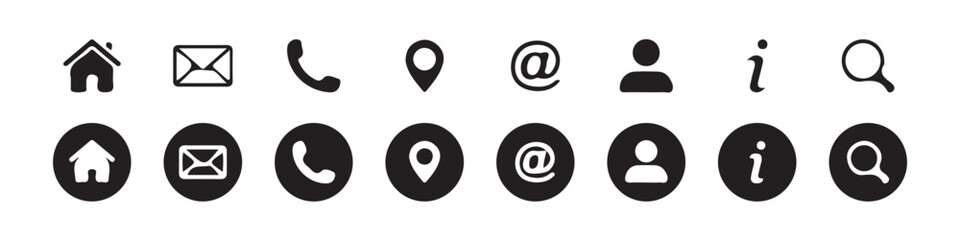 Contact icon vector set. Phone, Call, Email, Address, Website,  Mobile, icons. Social media icons. vector illustration eps 10.