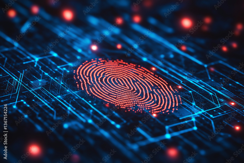 Aufkleber digital fingerprint scanner, scan biometric identity and access password thru fingerprint, concept o