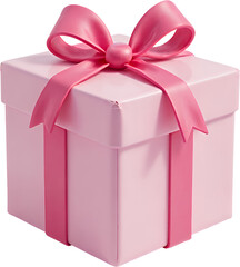 Obraz premium Pink Gift Box with Ribbon, transparent background.
