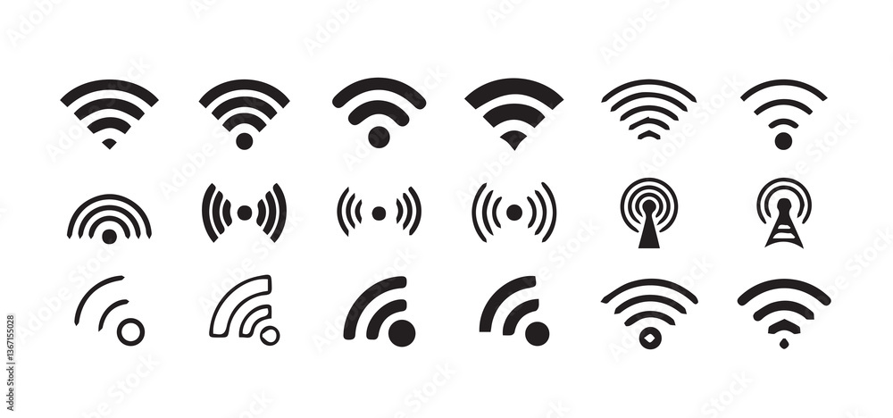 Fototapete Wifi icon set. signal vector icon. Wireless  icon vector. Wireless symbol collection. Internet sign. vector illustration eps 10.