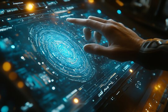 Digital promotional content on a holographic display, blending seamlessly with the virtual environment