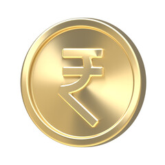 Gold coin with India currency symbol